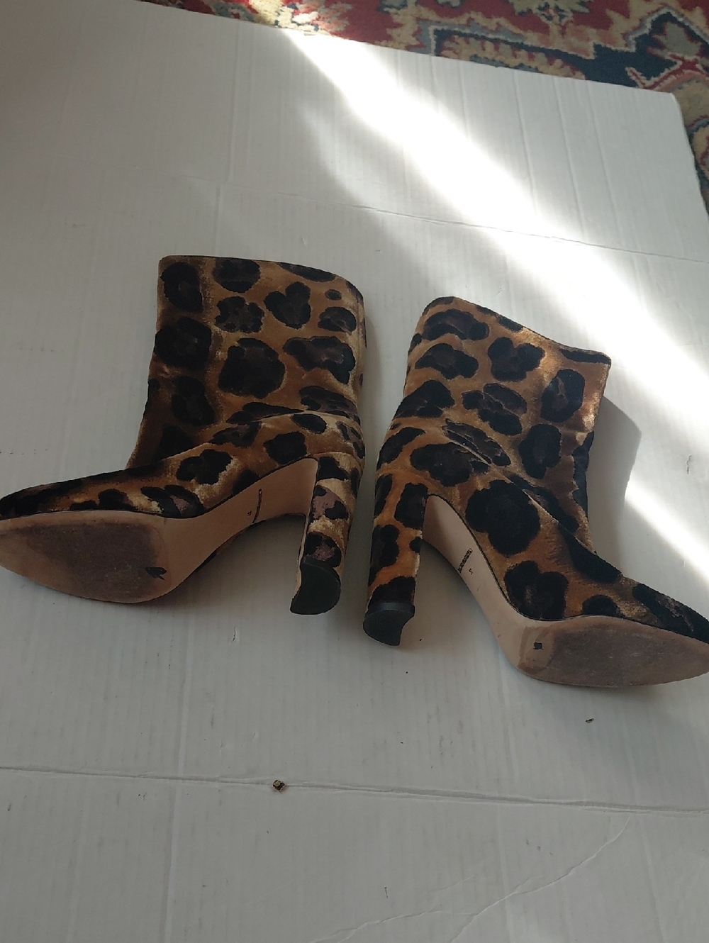 Dolce & Gabbana Womens Size 37 US 7 Leopard-Print Suede Ankle Boots Brown/Black